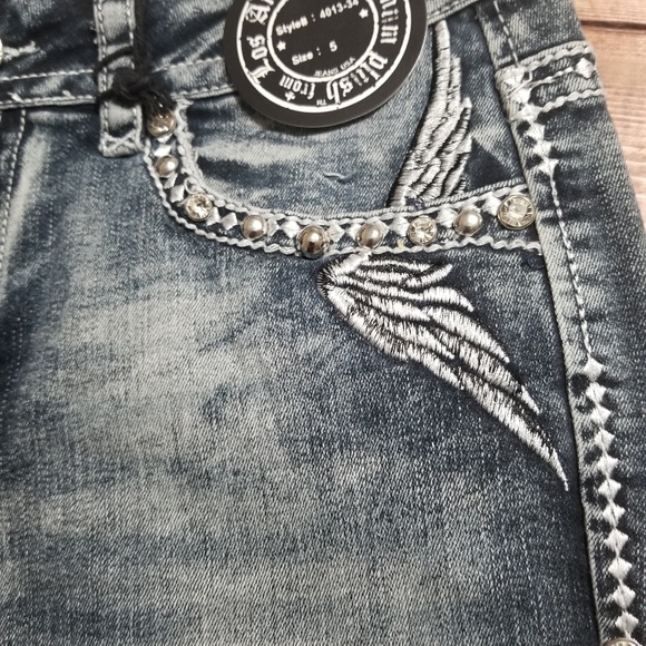 Skull Motorcycle Biker Jeans 33 inch - Picture 3 of 8